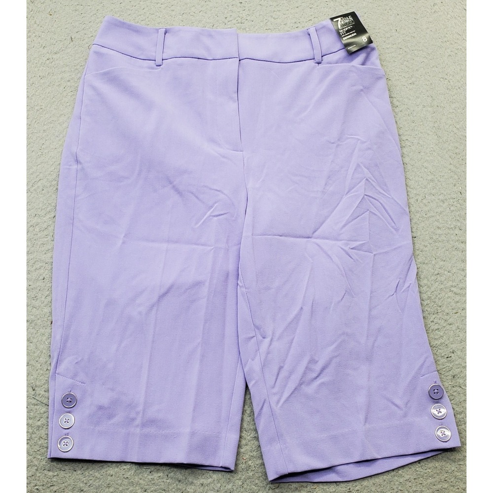 7th Avenue Design Studio Bermuda Shorts Womens 8 Purple Modern Fit Ankle Button